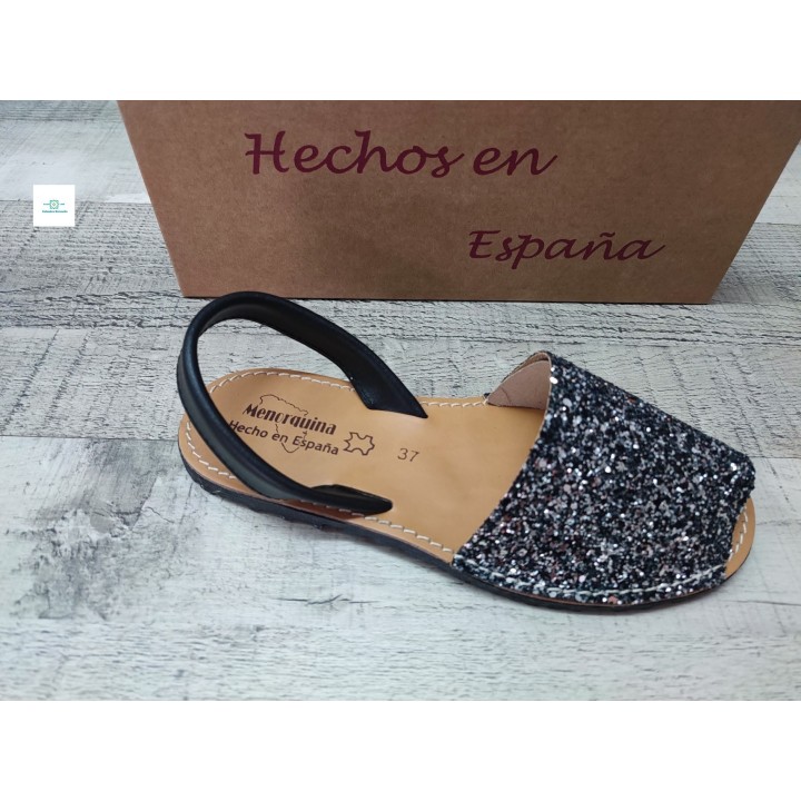 Abarcas glittier negro tallas 35 al 41
