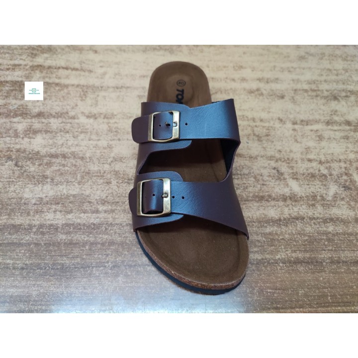 Sandalia bio  marrón hebillas tallas 40 al 45