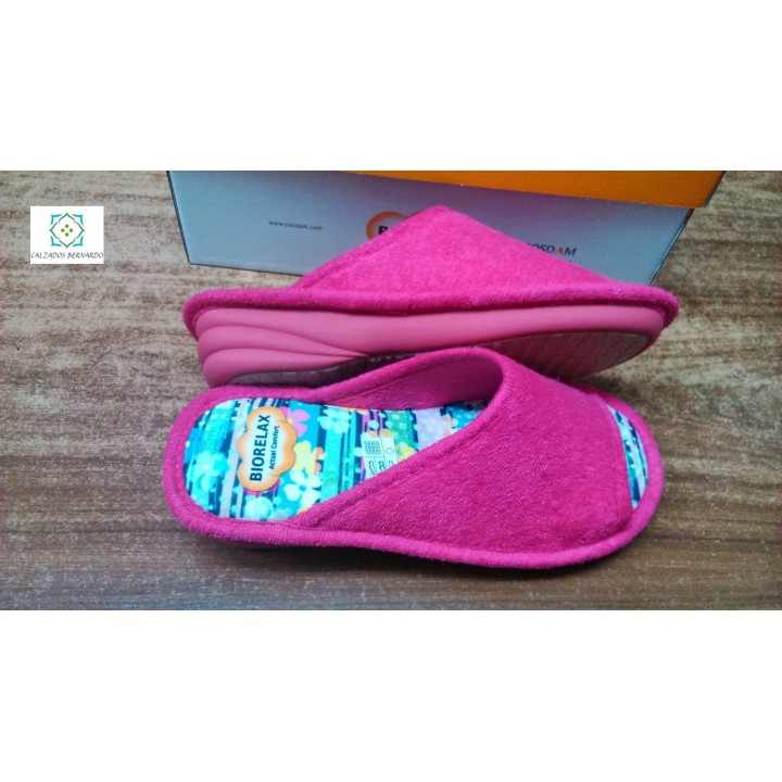 Biorelax cuña fuxia talón y puntera descubierta